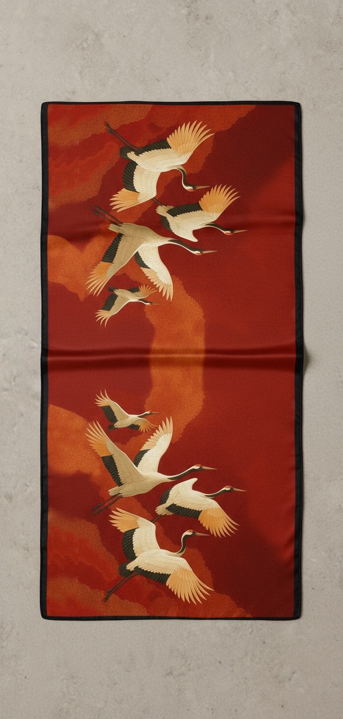 Elegant Crane Dawn Flight Scarf - Image 5