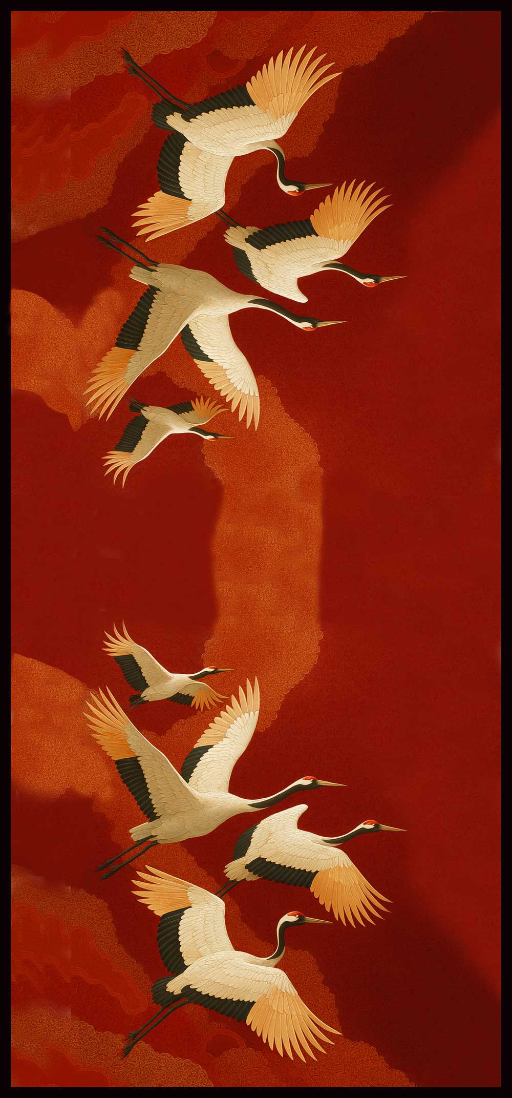 Elegant Crane Dawn Flight Scarf