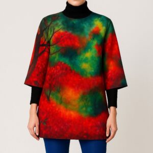 Crimson Bloom Bell Sleeve Kurti