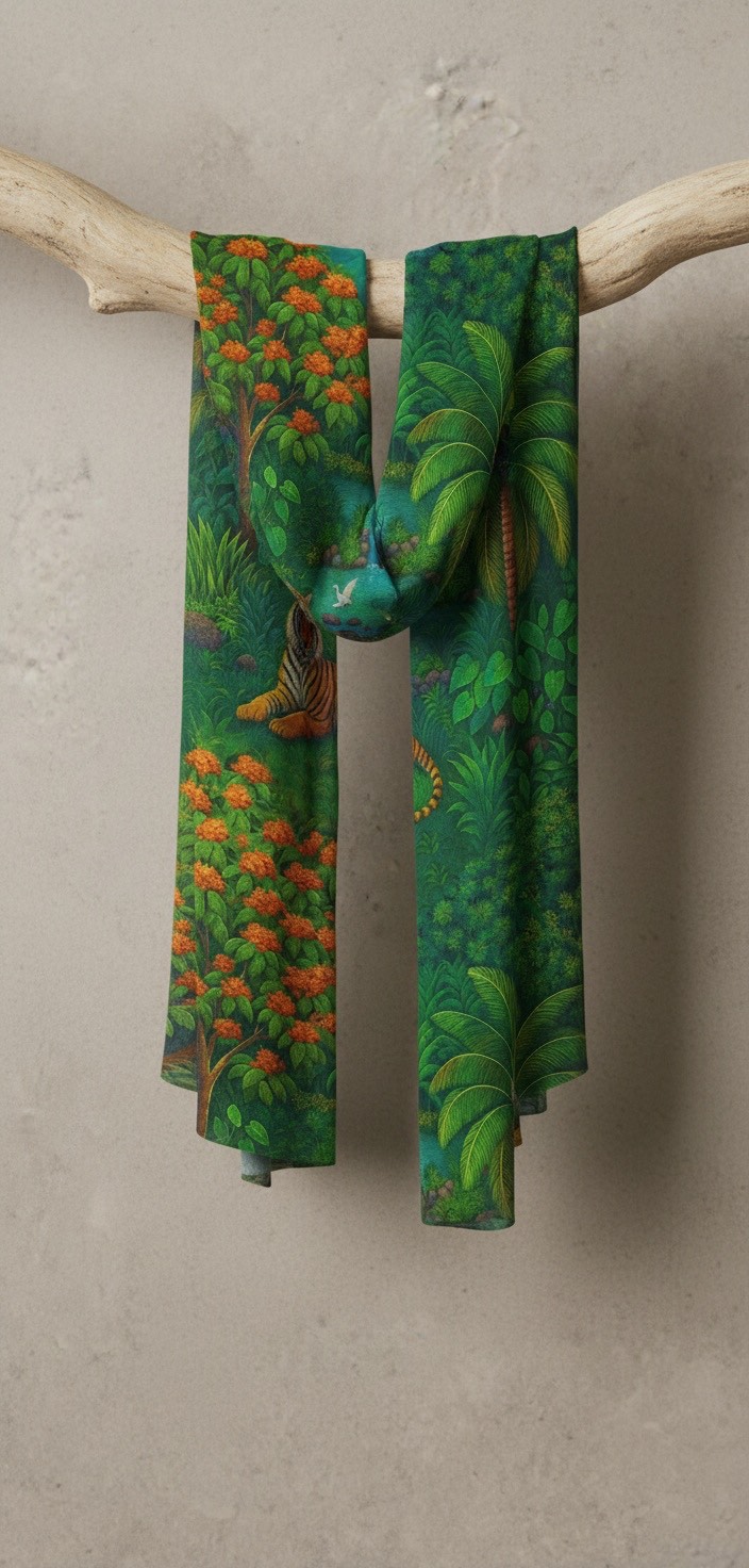 Tiger in Paradise Emerald Jungle Scarf - Image 5
