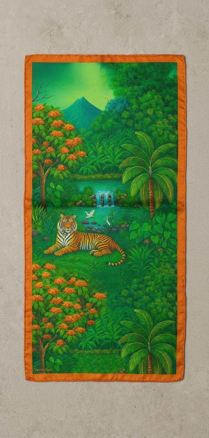 Tiger in Paradise Emerald Jungle Scarf - Image 4