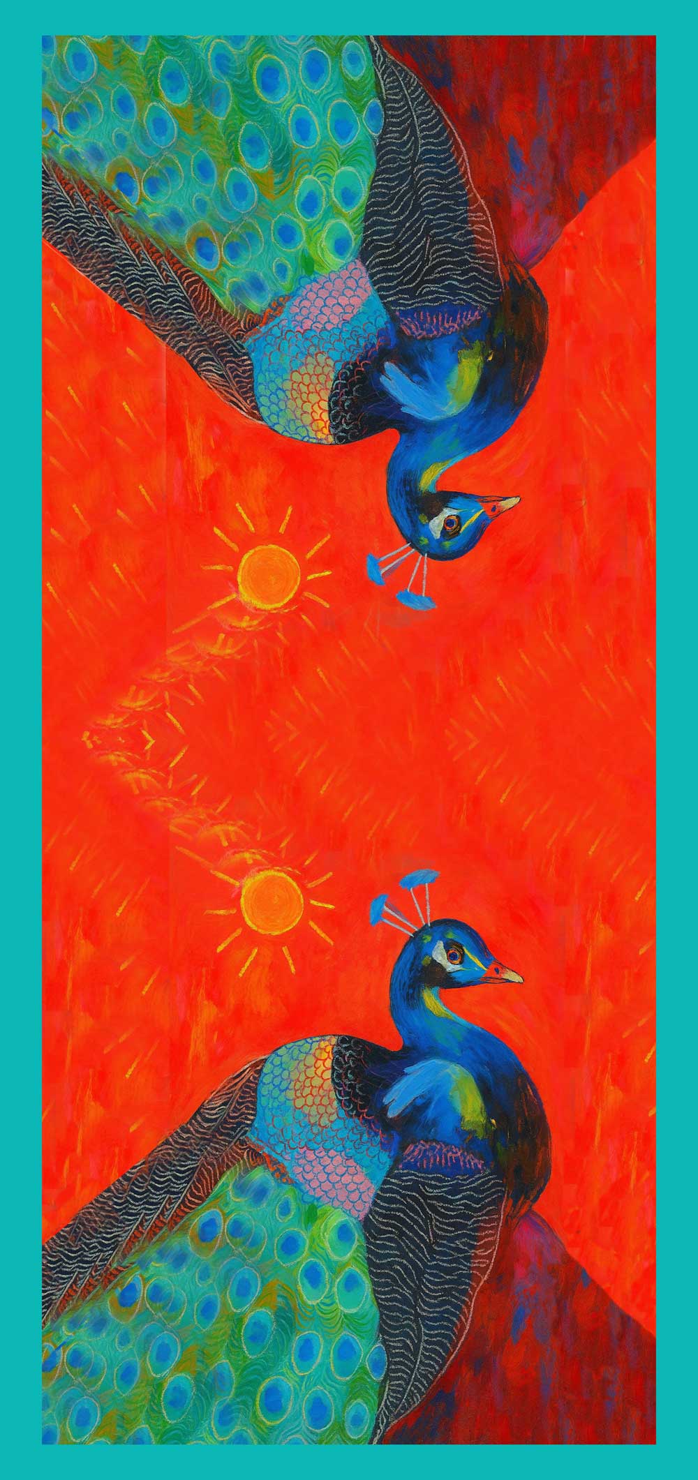 Vibrant Peacock Couple Scarf