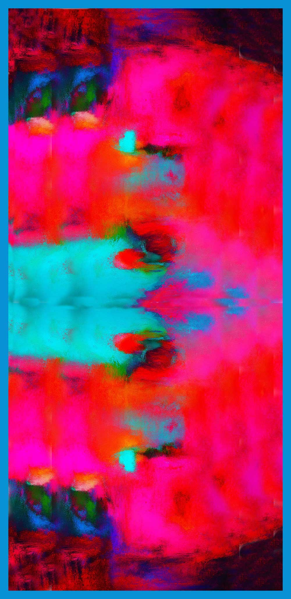 Vibrant Turquoise and Crimson Luxury Abstract Scarf