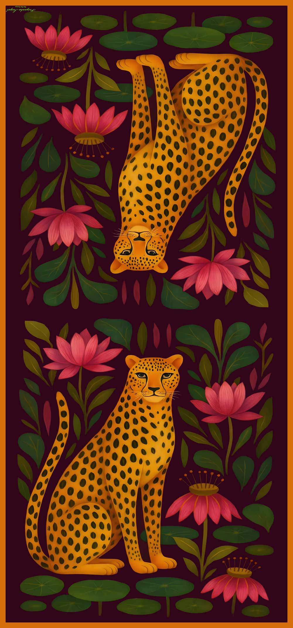 Cheetah in Lotus Garden