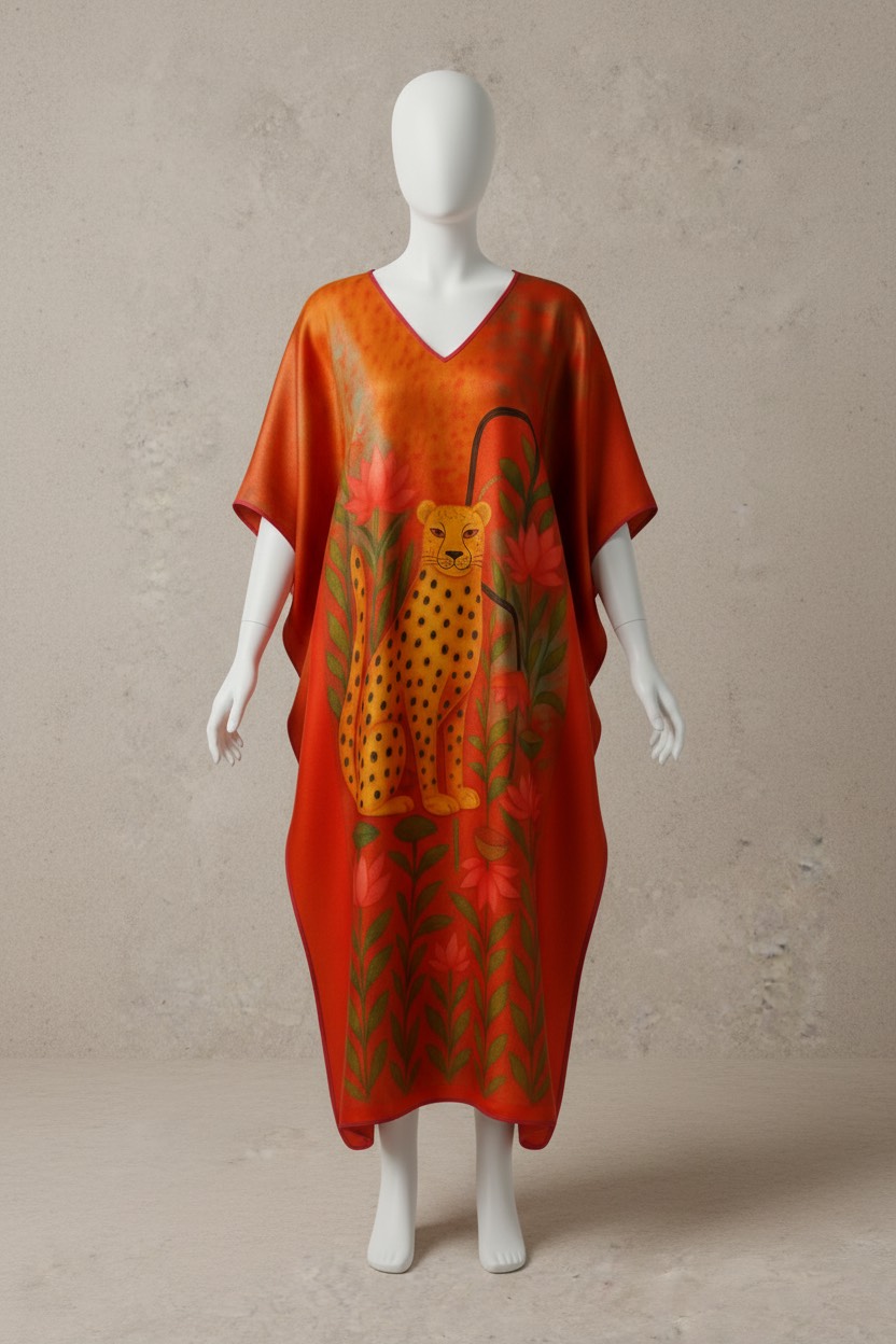 Garden Cheetah Silk Kaftan - Image 4