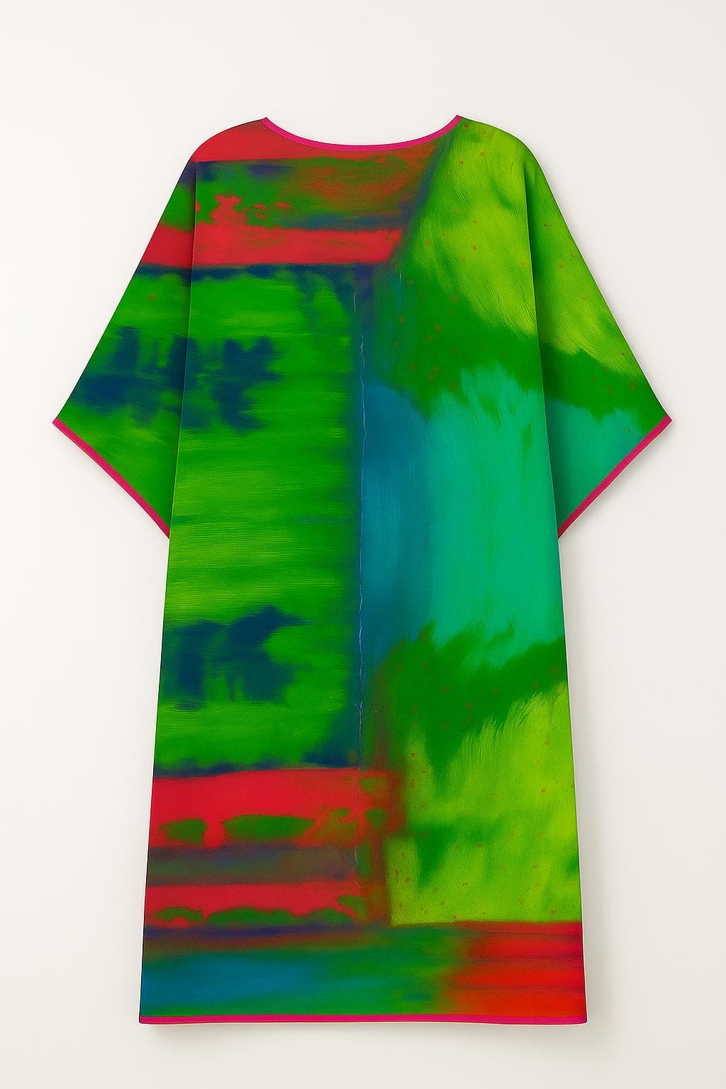 Emerald Ember Abstraction – Silk Kaftan - Image 4