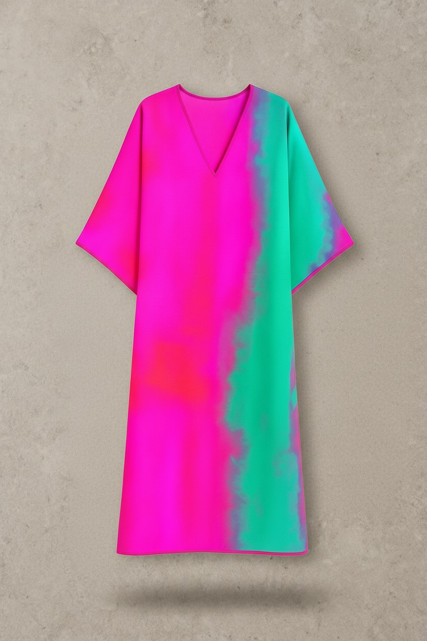 Chromatic Drift – Neon Serenity Silk Kaftan - Image 2