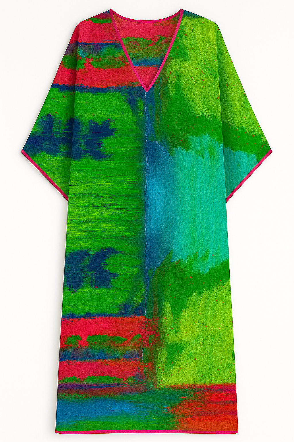 Emerald Ember Abstraction – Silk Kaftan - Image 2