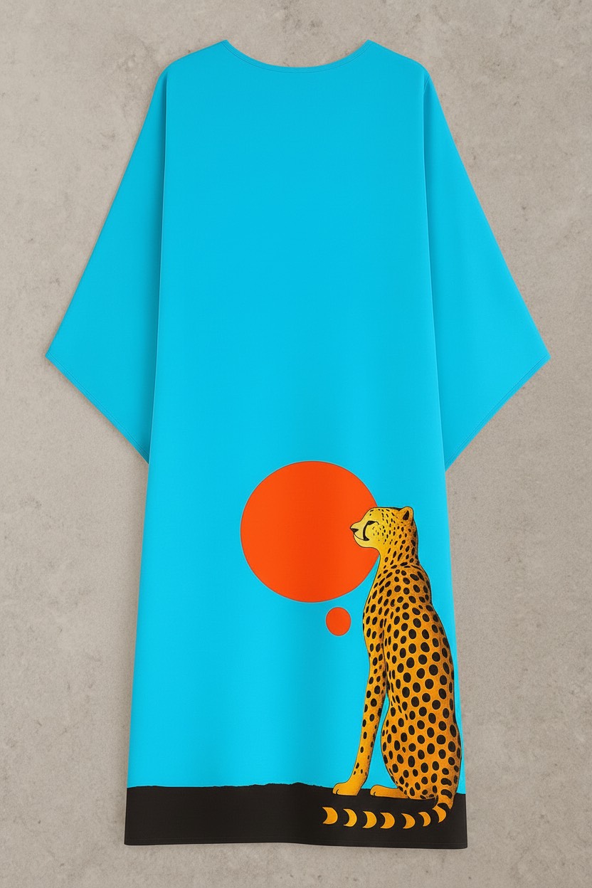 Cheetah in the Sun – Silk Kaftan - Image 4