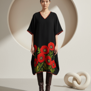Crimson Bloom – The Scarlet Poppy Silk Kaftan