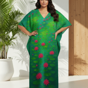 Lotus Dreamscape – Serene Silk Kaftan