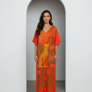 Garden Cheetah Silk Kaftan