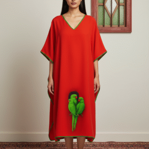 Parakeet Emerald Lovers – Silk Kaftan