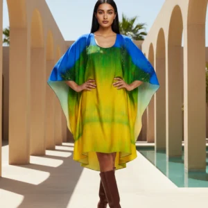 Tropic Aurora Satin Silk Blouse Top