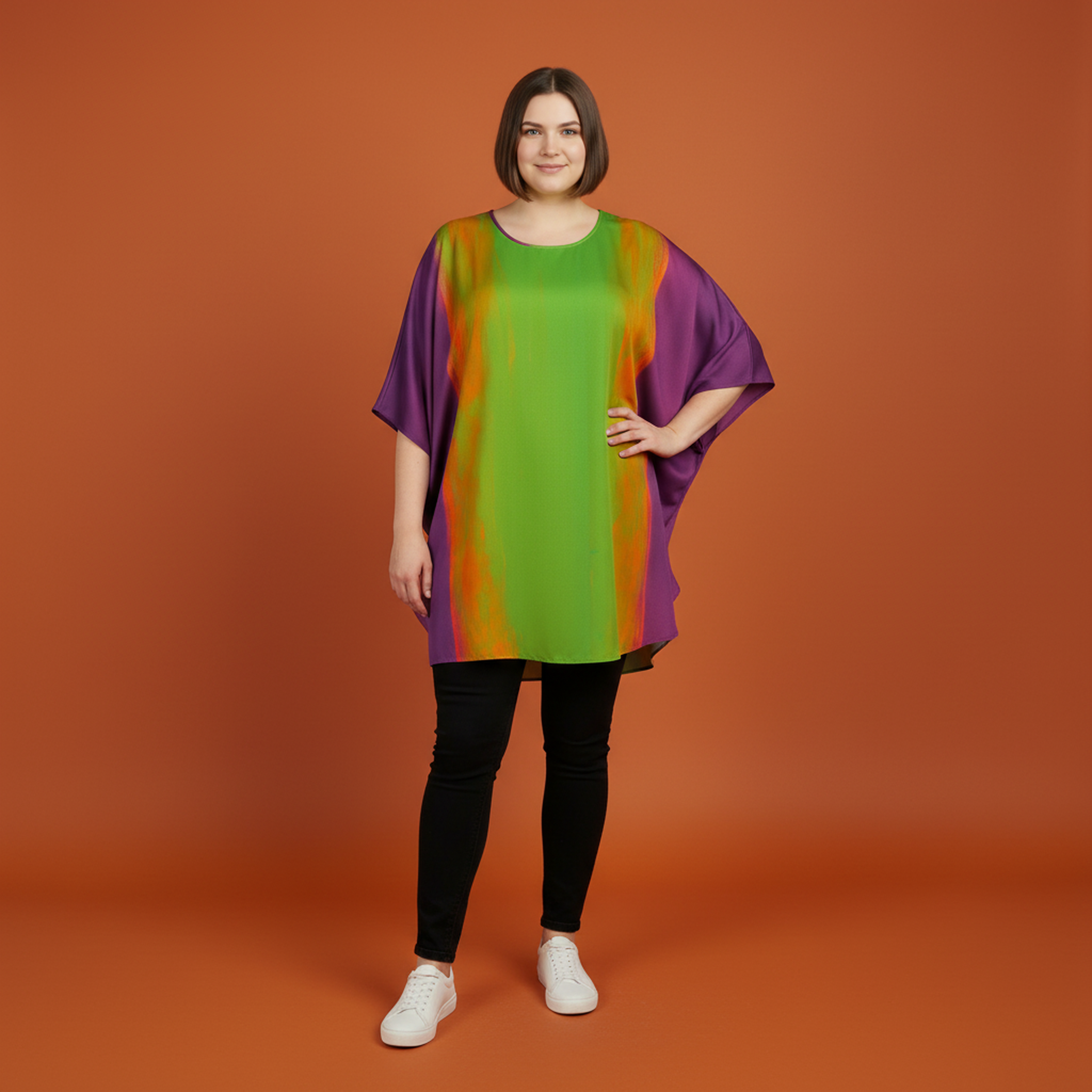 Lime Aura Satin Silk Blouse Top - Image 2