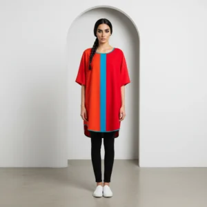 Radiant Rouge Stripe Satin Silk Blouse Top