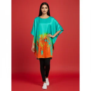 Tropical Flame Satin Silk Blouse Top