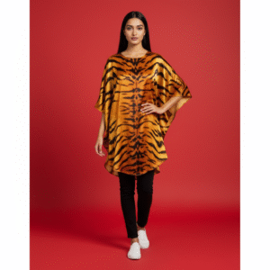 Fierce Tiger Luxe Satin Silk Blouse Top