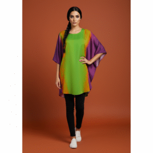 Lime Aura Satin Silk Blouse Top