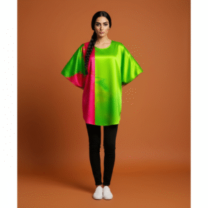 Neon DuoGlow Satin Silk Blouse Top