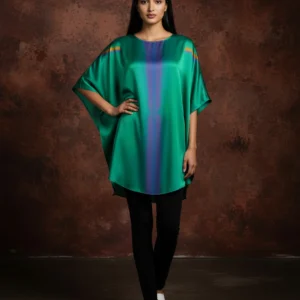 Emerald Aura Satin Silk Blouse Top